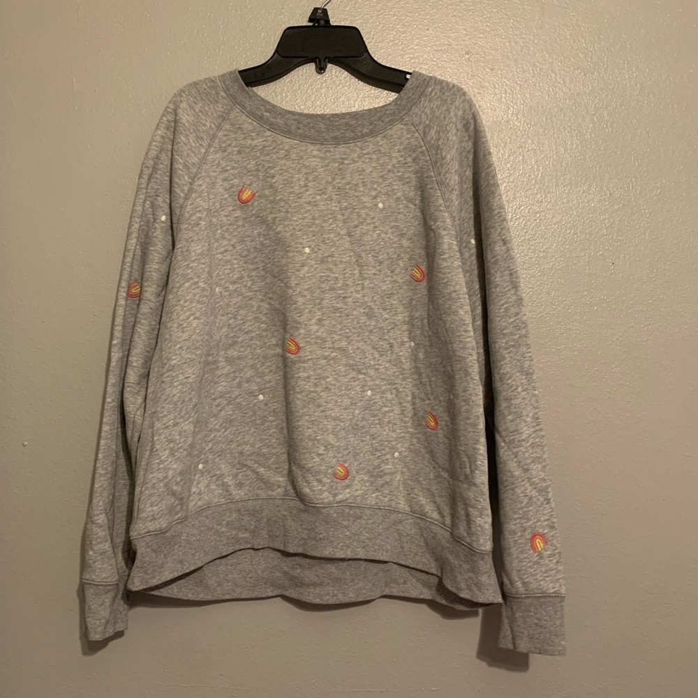 Women’s rainbow and polkadots sweatshirt, pajama top size large